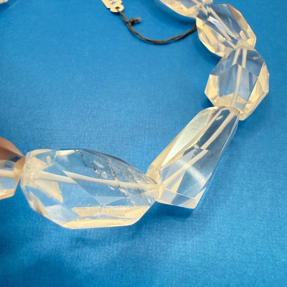 Rock Crystal Quartz Faceted Coffin Lozenge 1